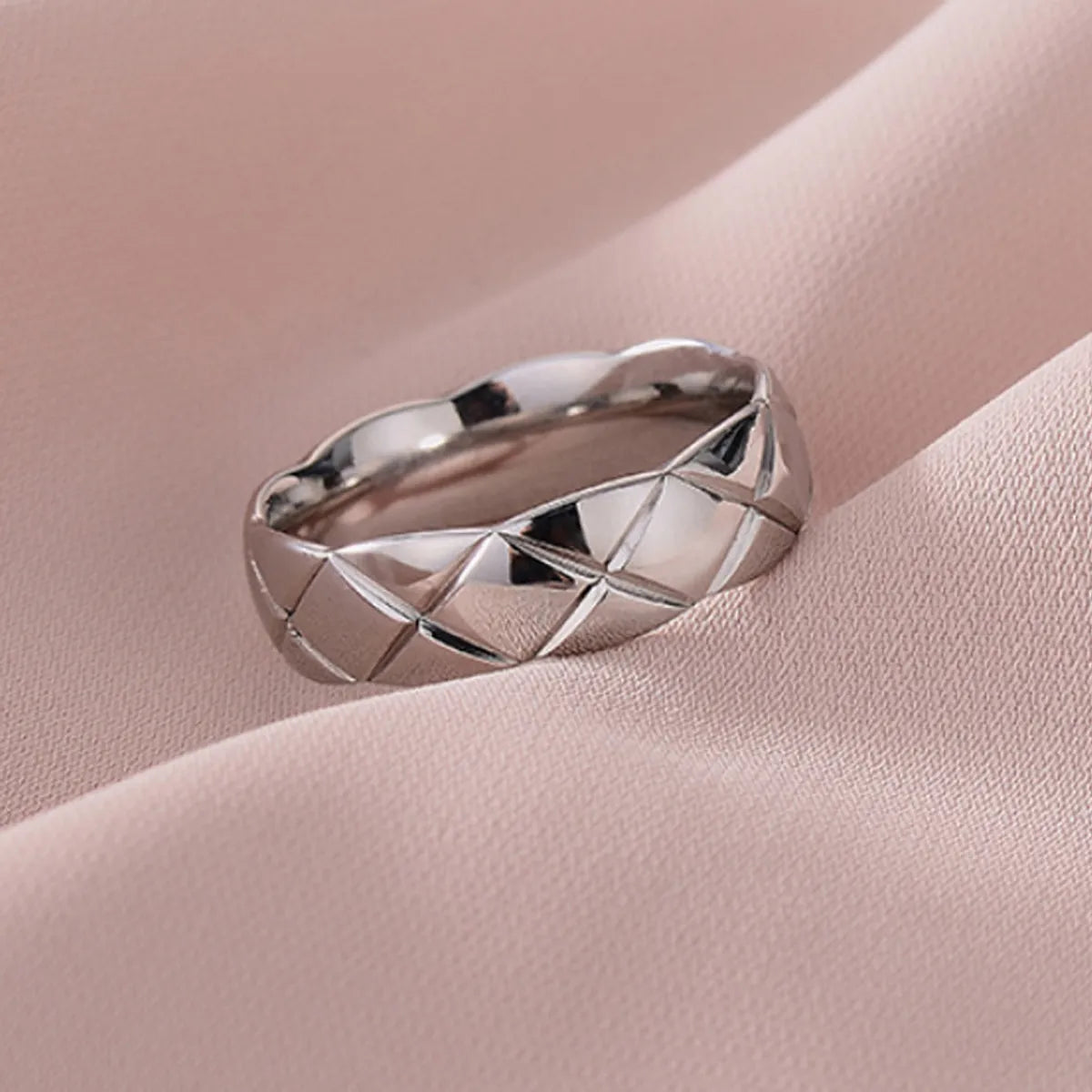 Simple Style Rhombus Titanium Steel Rings 1 Piece