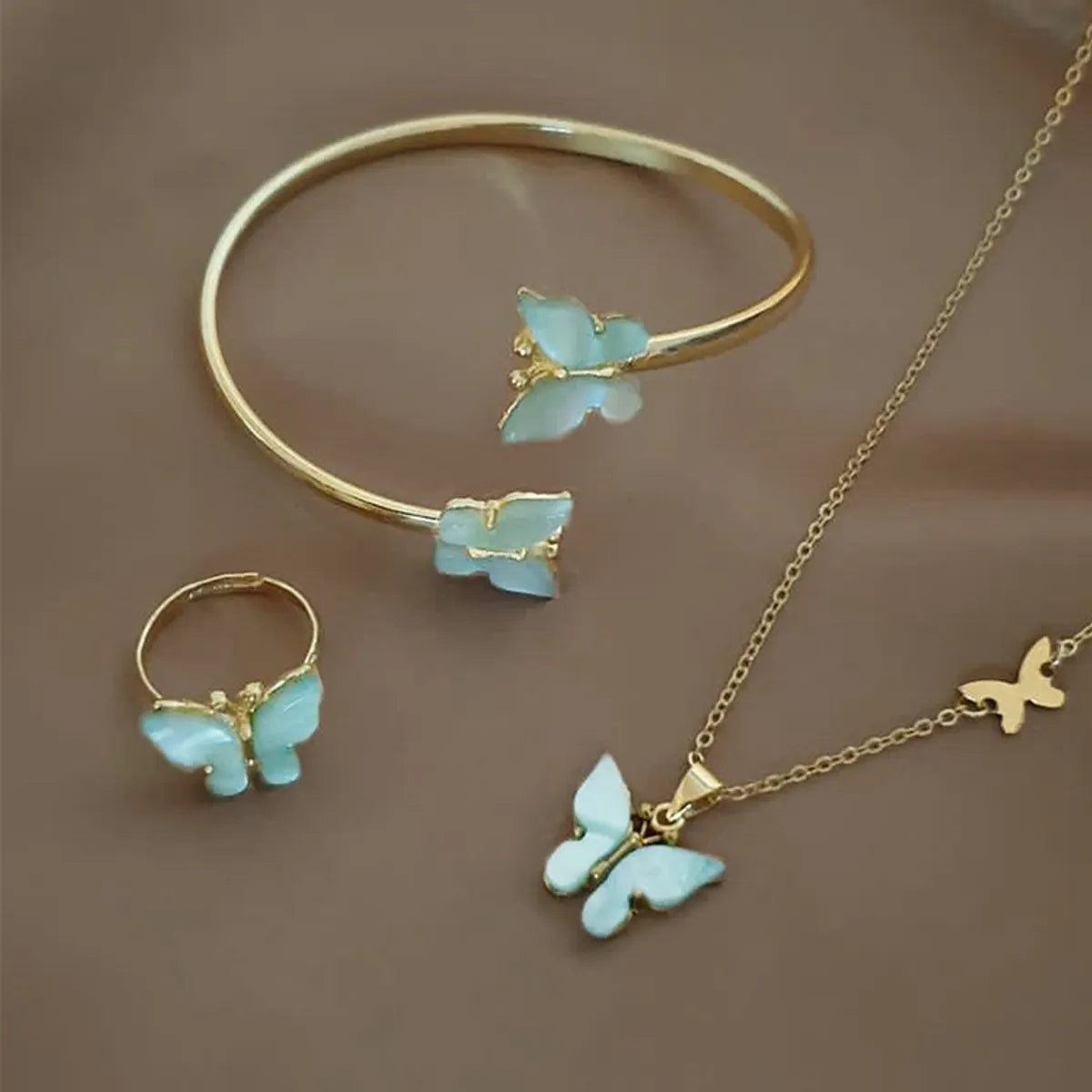 Simple Style Roman Style British Style Butterfly Alloy Women's Rings Bracelets Necklace