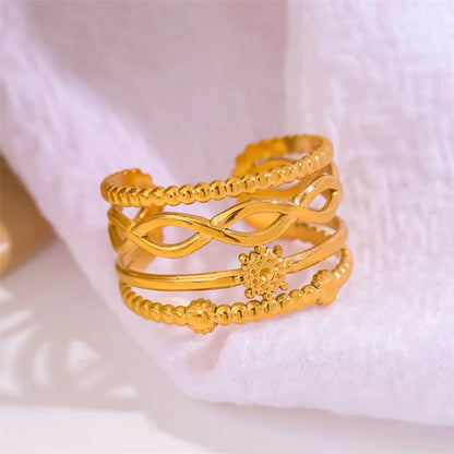 Simple Style Roman Style Cross Round Stainless Steel Plating 18k Gold Plated Open Rings