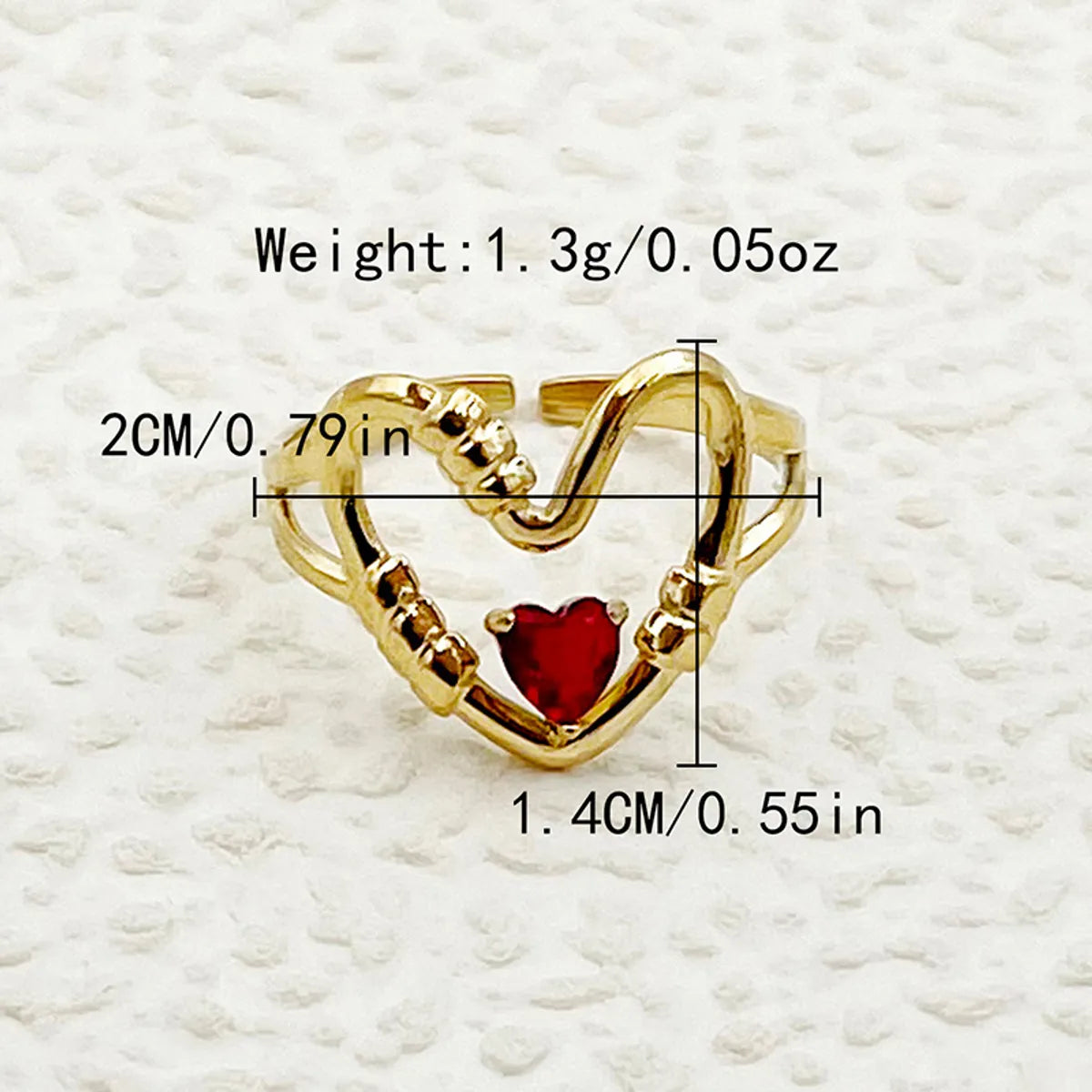 Simple Style Roman Style Heart Shape Stainless Steel Plating Inlay Zircon Gold Plated Open Rings