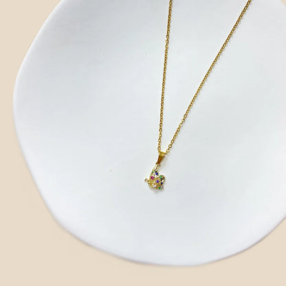 Simple Style Roman Style Letter Fruit Stainless Steel Copper Plating Inlay Zircon White Gold Plated Gold Plated Pendant Necklace