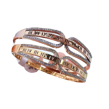 Simple Style Roman Style Round Titanium Steel Inlay Zircon Bangle