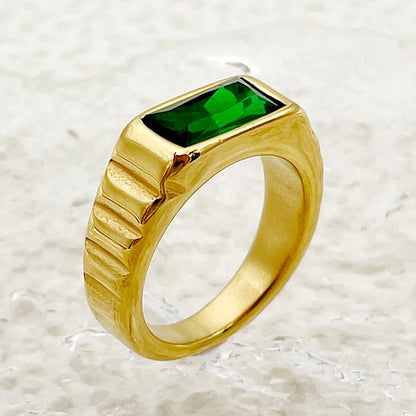 Simple Style Roman Style Square Stainless Steel Plating Gold Plated Rings