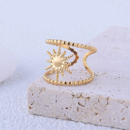 Simple Style Roman Style Sun Stainless Steel Irregular Open Rings