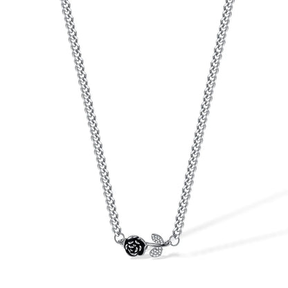 Simple Style Rose Rhinestones 304 Stainless Steel Alloy Wholesale Necklace