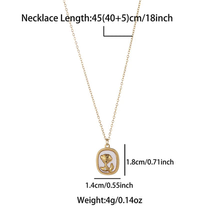 Simple Style Rose Stainless Steel Plating 18k Gold Plated Pendant Necklace