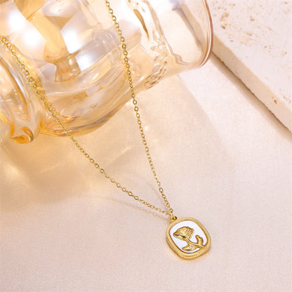 Simple Style Rose Stainless Steel Plating 18k Gold Plated Pendant Necklace