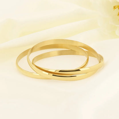 Simple Style Round 304 Stainless Steel 18K Gold Plated Bangle In Bulk