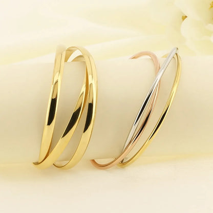 Simple Style Round 304 Stainless Steel 18K Gold Plated Bangle In Bulk