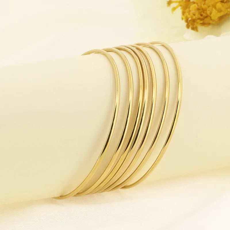 Simple Style Round 304 Stainless Steel 18K Gold Plated Bangle In Bulk