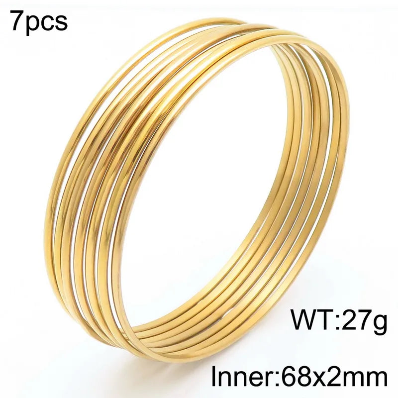 Simple Style Round 304 Stainless Steel 18K Gold Plated Bangle In Bulk