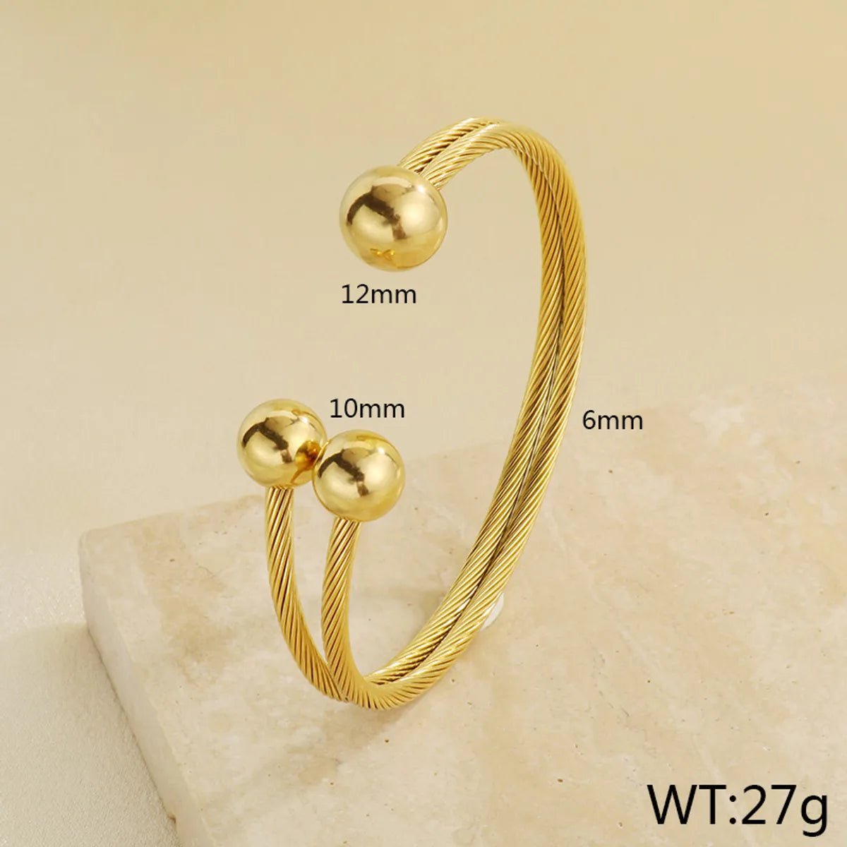 Simple Style Round 304 Stainless Steel 18K Gold Plated Bangle In Bulk