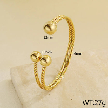 Simple Style Round 304 Stainless Steel 18K Gold Plated Bangle In Bulk