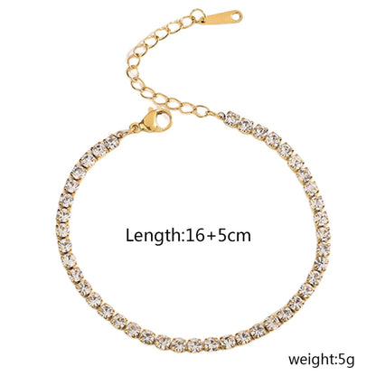 Simple Style Round 304 Stainless Steel Gold Plated Zircon Bracelets In Bulk