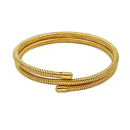 304 Stainless Steel 18K Gold Plated Simple Style Plating Round Bangle