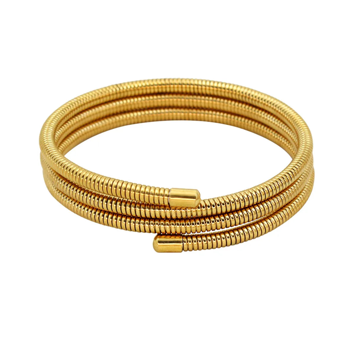 304 Stainless Steel 18K Gold Plated Simple Style Plating Round Bangle