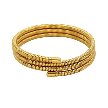 304 Stainless Steel 18K Gold Plated Simple Style Plating Round Bangle