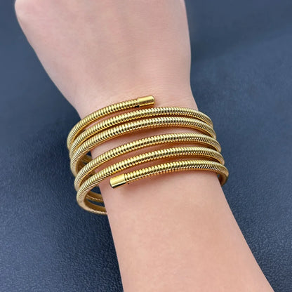 304 Stainless Steel 18K Gold Plated Simple Style Plating Round Bangle