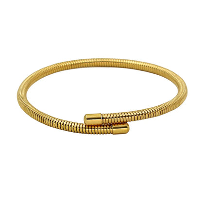 304 Stainless Steel 18K Gold Plated Simple Style Plating Round Bangle