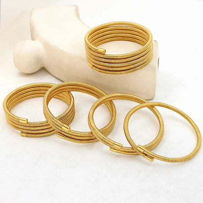 304 Stainless Steel 18K Gold Plated Simple Style Plating Round Bangle