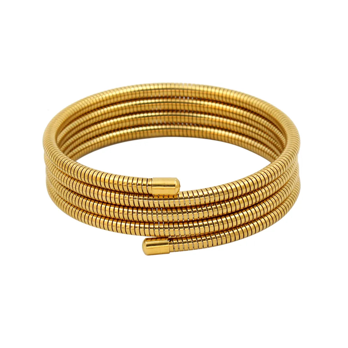 304 Stainless Steel 18K Gold Plated Simple Style Plating Round Bangle