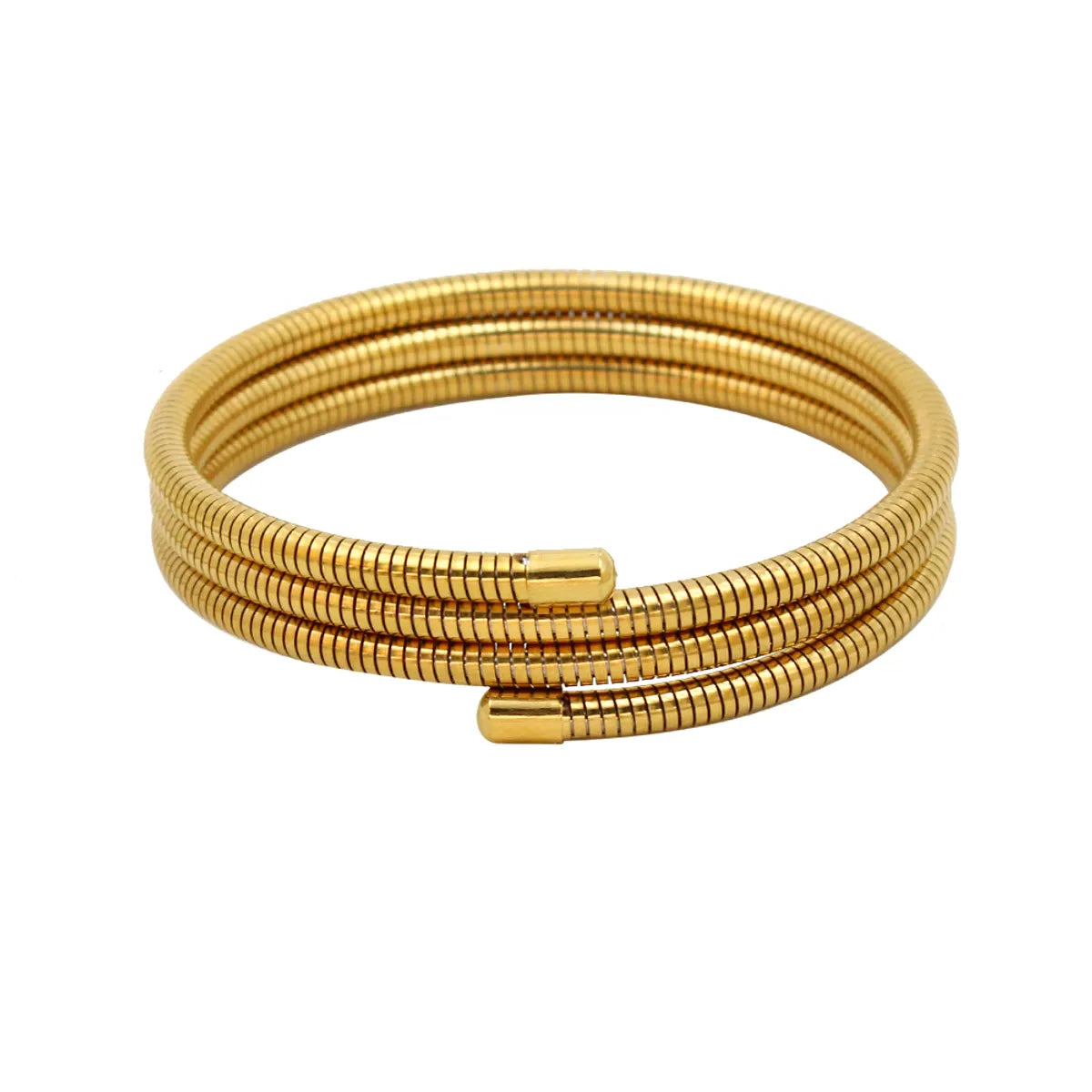 304 Stainless Steel 18K Gold Plated Simple Style Plating Round Bangle