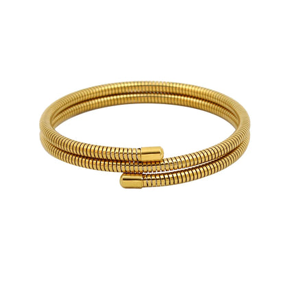 304 Stainless Steel 18K Gold Plated Simple Style Plating Round Bangle