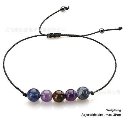 Simple Style Round 304 Stainless Steel Stone Copper Wholesale Bracelets