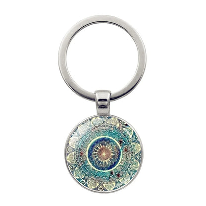 Simple Style Round Alloy Glass Women'S Bag Pendant Keychain