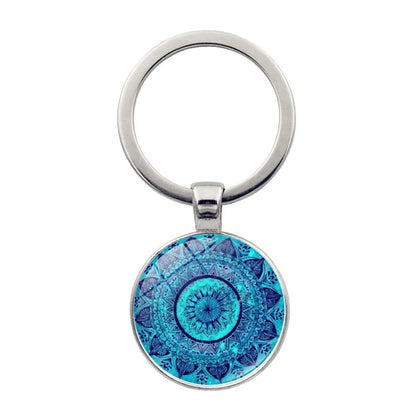 Simple Style Round Alloy Glass Women'S Bag Pendant Keychain