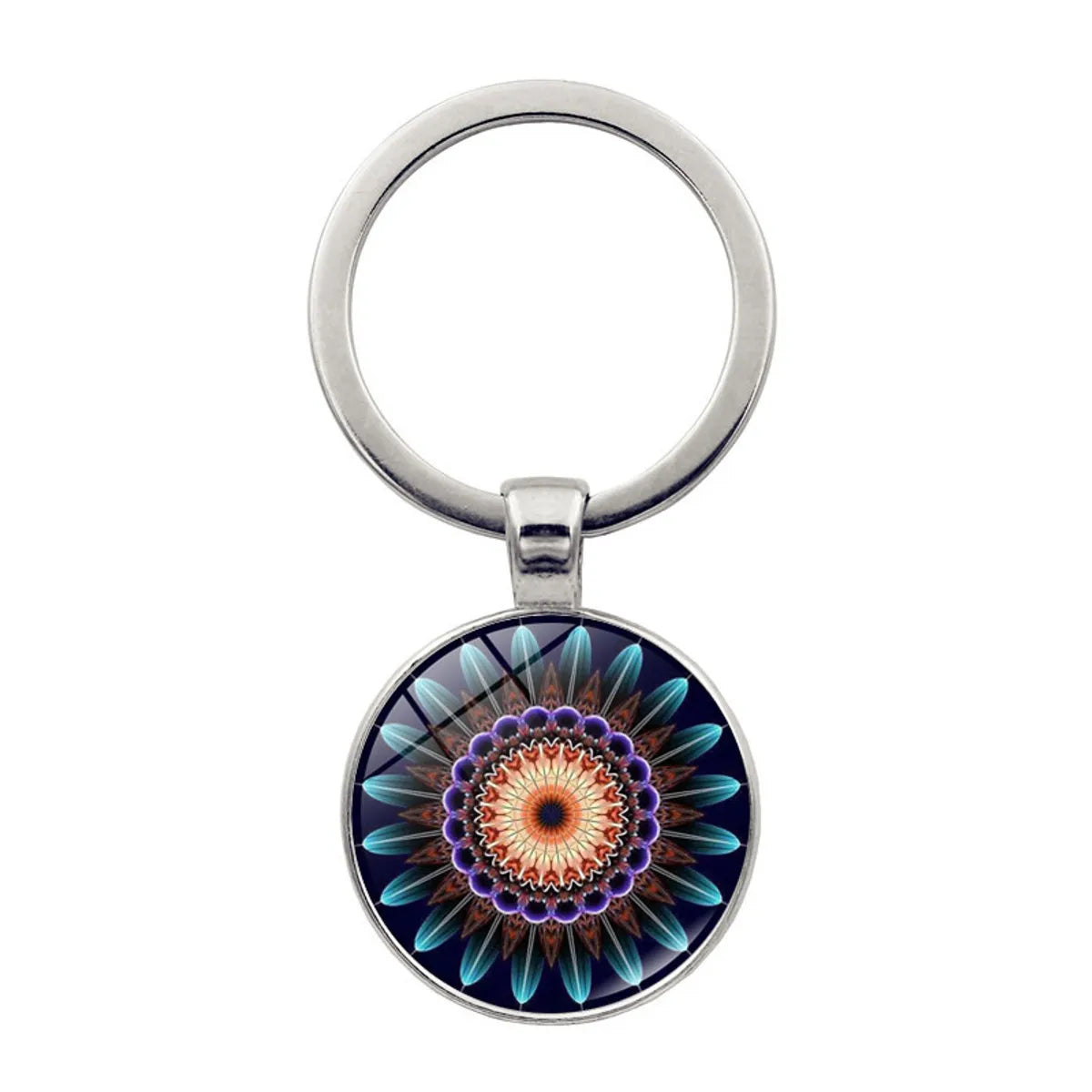 Simple Style Round Alloy Glass Women'S Bag Pendant Keychain