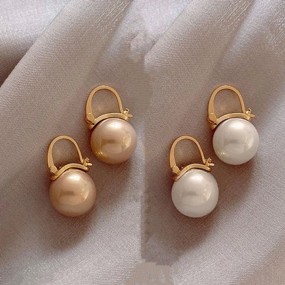 Simple Style Round Alloy Inlay Pearl Women'S Earrings