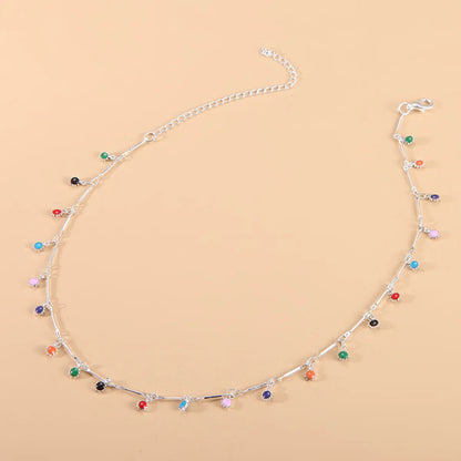 Simple Style Round Alloy Inlay Zircon Women'S Necklace