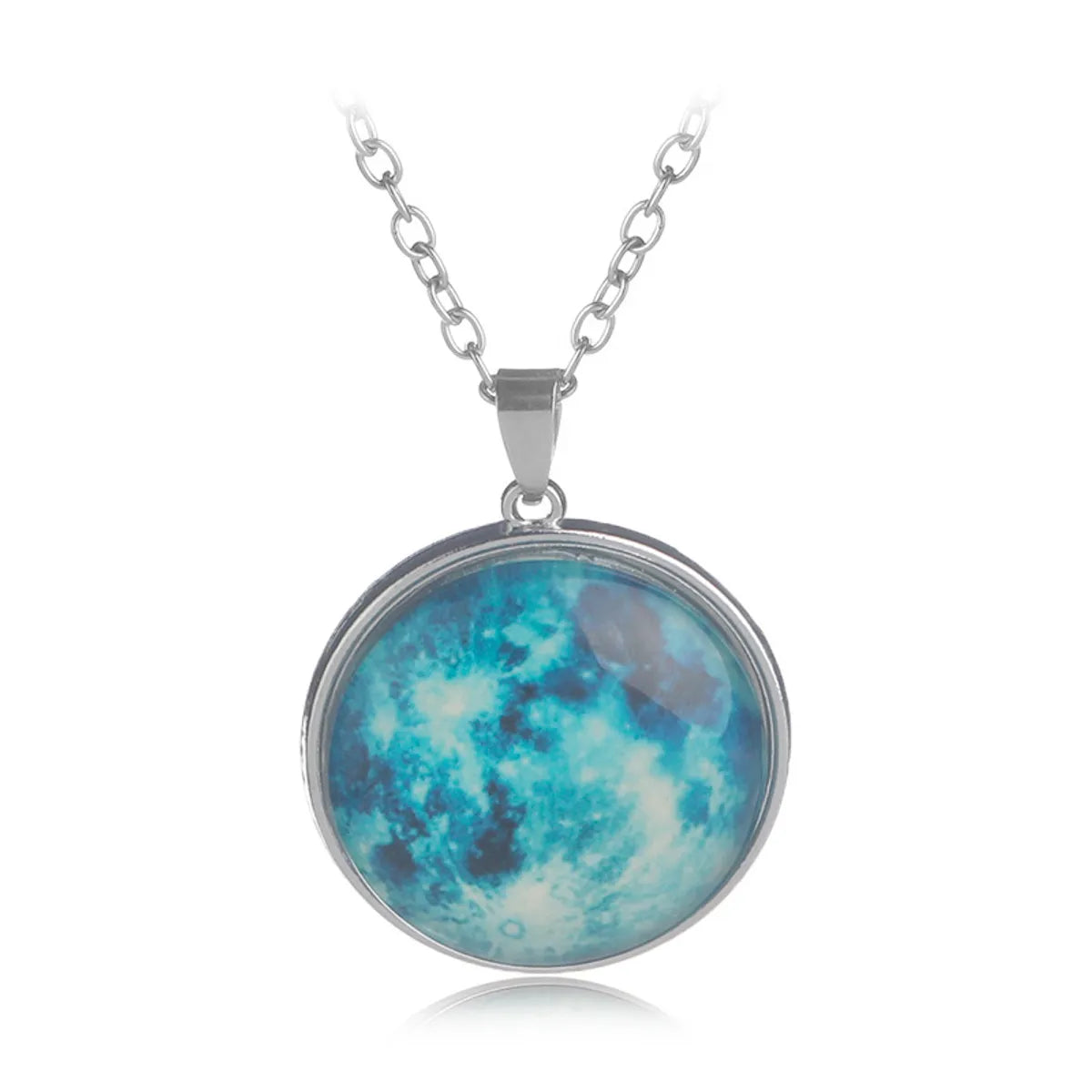 Simple Style Round Alloy Luminous Plating Inlay Gem Women'S Pendant Necklace