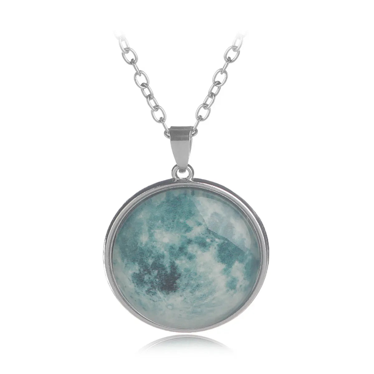 Simple Style Round Alloy Luminous Plating Inlay Gem Women'S Pendant Necklace