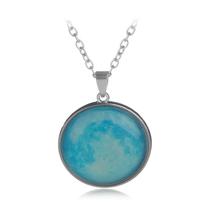 Simple Style Round Alloy Luminous Plating Inlay Gem Women'S Pendant Necklace