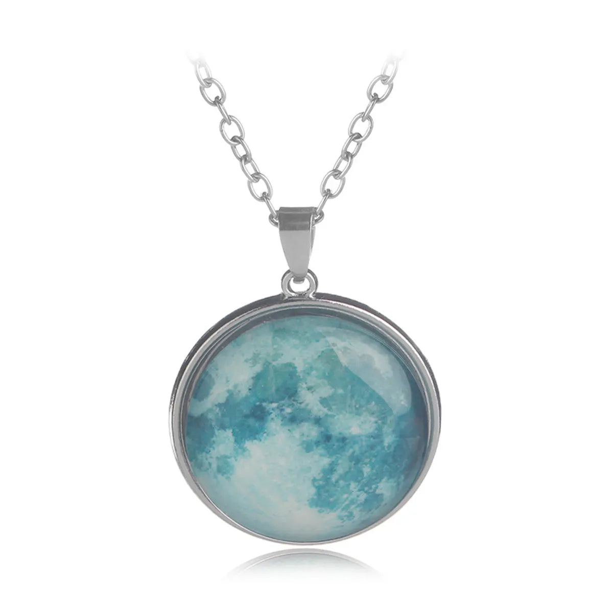 Simple Style Round Alloy Luminous Plating Inlay Gem Women'S Pendant Necklace