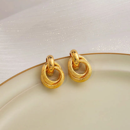 Simple Style Round Alloy Plating Women's Ear Studs