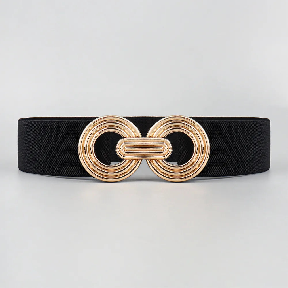 Simple Style Round Alloy Rubber Band Plating Women'S Woven Belts