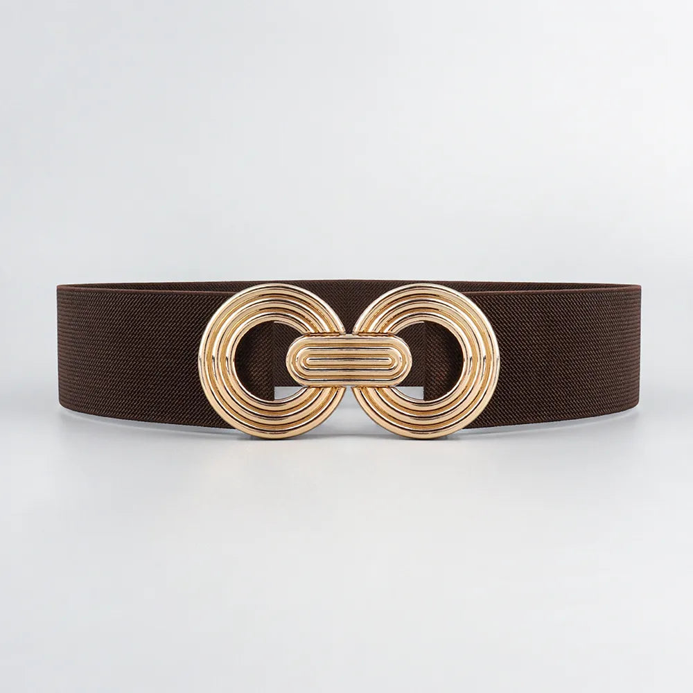 Simple Style Round Alloy Rubber Band Plating Women'S Woven Belts