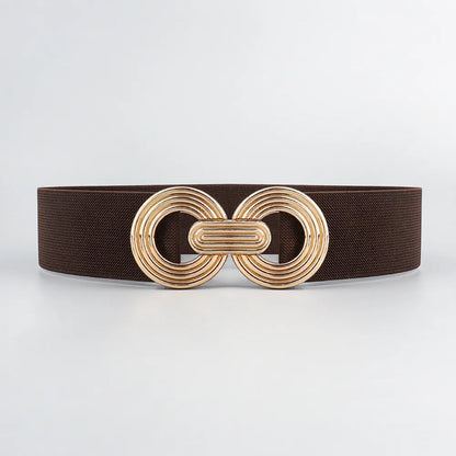 Simple Style Round Alloy Rubber Band Plating Women'S Woven Belts