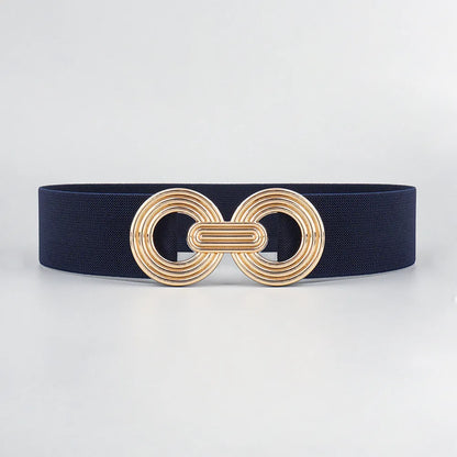 Simple Style Round Alloy Rubber Band Plating Women'S Woven Belts