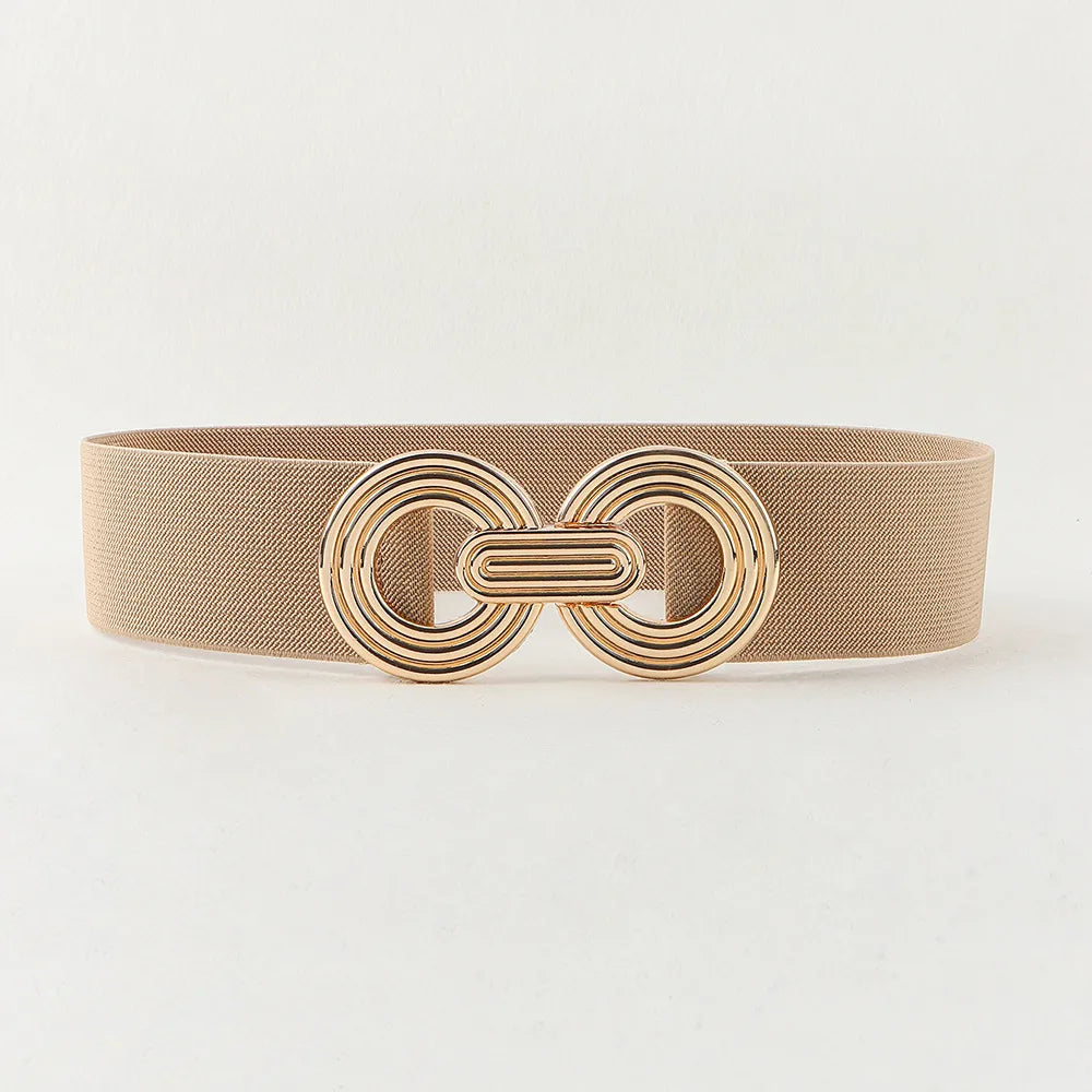 Simple Style Round Alloy Rubber Band Plating Women'S Woven Belts