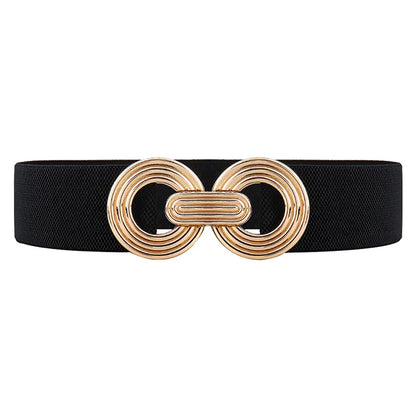 Simple Style Round Alloy Rubber Band Plating Women'S Woven Belts