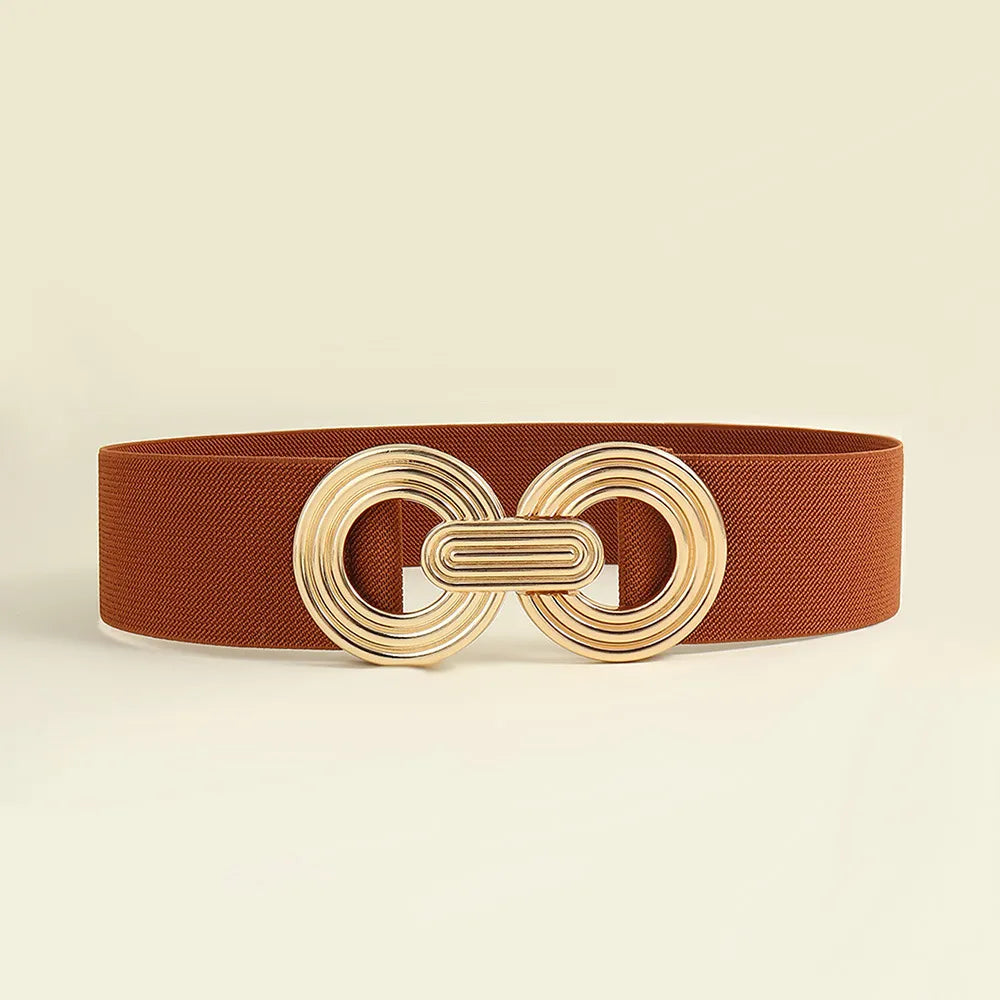 Simple Style Round Alloy Rubber Band Plating Women'S Woven Belts