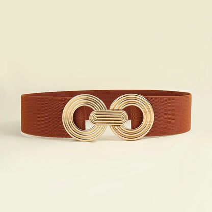 Simple Style Round Alloy Rubber Band Plating Women'S Woven Belts