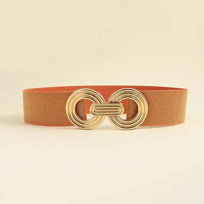 Simple Style Round Alloy Rubber Band Plating Women'S Woven Belts