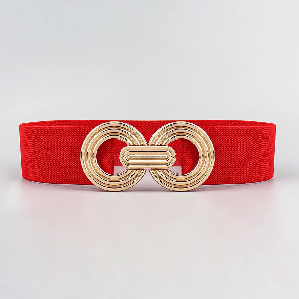 Simple Style Round Alloy Rubber Band Plating Women'S Woven Belts