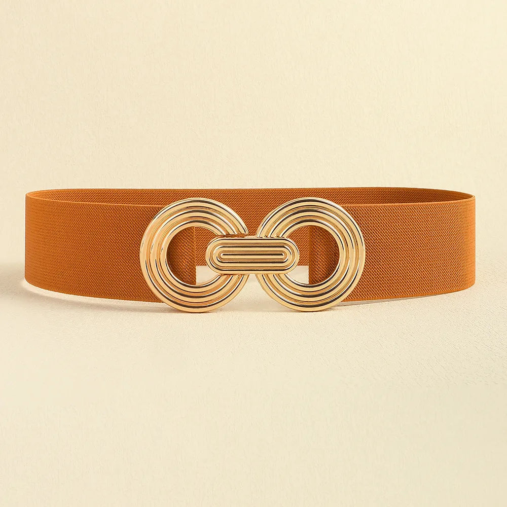 Simple Style Round Alloy Rubber Band Plating Women'S Woven Belts