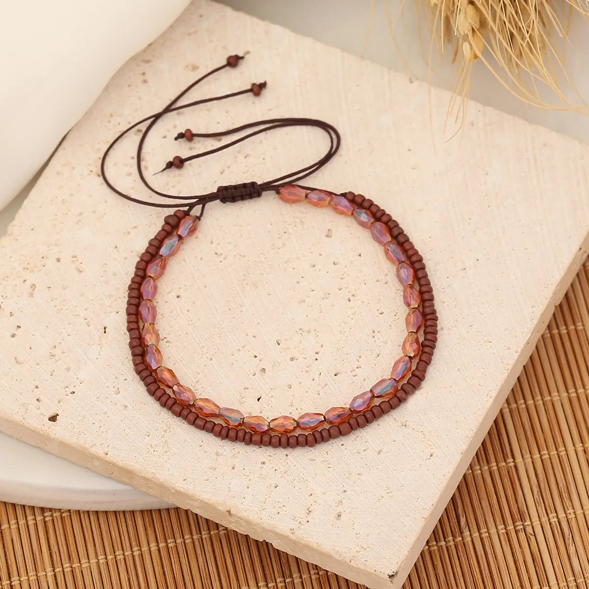 Simple Style Round Artificial Crystal Seed Bead Wholesale Bracelets